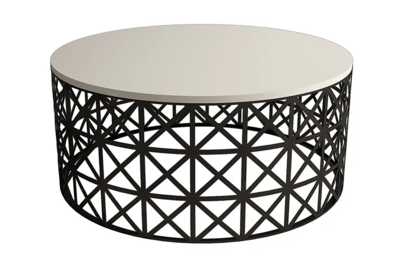 Hovdane Sofabord 90 cm Rundt, Kremhvit/Svart