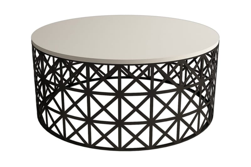 Hovdane Sofabord 90 cm Rundt, Kremhvit/Svart
