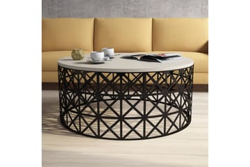 Hovdane Sofabord 90 cm Rundt - Kremhvit/Svart - Møbler - Bord - Sofabord & salongbord