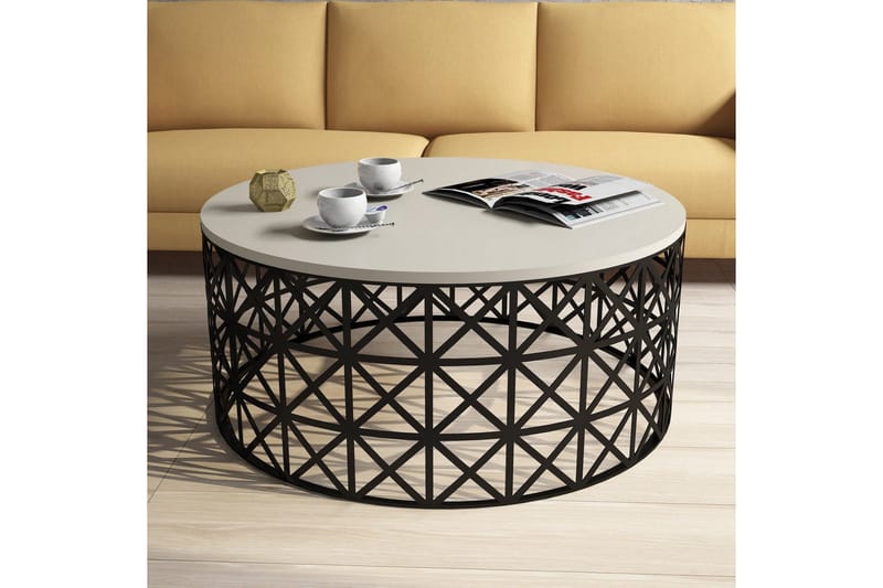 Hovdane Sofabord 90 cm Rundt - Kremhvit/Svart - Møbler - Bord - Sofabord & salongbord