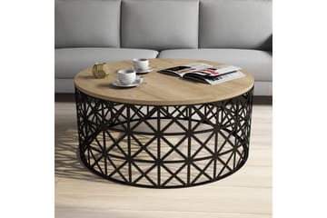 Hovdane Sofabord 90 cm Rundt - Lysebrun/Svart - Møbler - Bord - Sofabord & salongbord