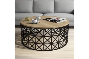 Hovdane Sofabord 90 cm Rundt - Lysebrun/Svart - Møbler - Bord - Sofabord & salongbord