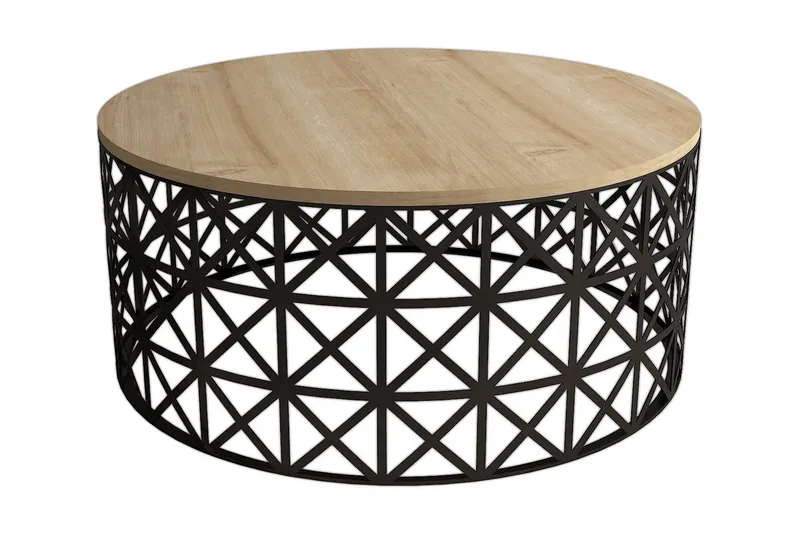 Hovdane Sofabord 90 cm Rundt, Lysebrun/Svart