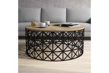 Hovdane Sofabord 90 cm Rundt - Lysebrun/Svart - Møbler - Bord - Sofabord & salongbord