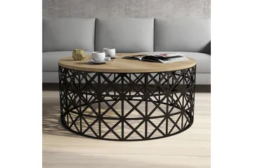 Hovdane Sofabord 90 cm Rundt - Lysebrun/Svart - Møbler - Bord - Sofabord & salongbord