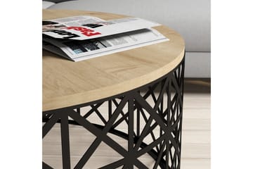 Hovdane Sofabord 90 cm Rundt - Lysebrun/Svart - Møbler - Bord - Sofabord & salongbord