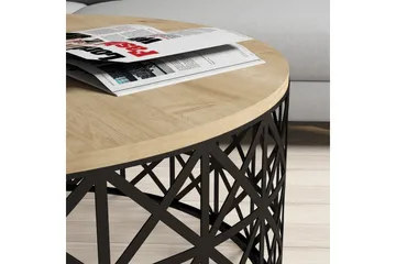 Hovdane Sofabord 90 cm Rundt - Lysebrun/Svart - Møbler - Bord - Sofabord & salongbord