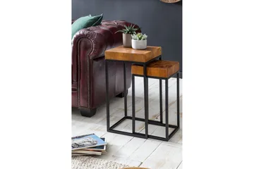 Hoysradt Settbord 30 cm 2 Bord - Massivt Tre/Brun/Svart - Møbler - Bord - Sofabord & salongbord