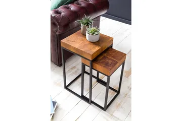 Hoysradt Settbord 30 cm 2 Bord - Massivt Tre/Brun/Svart - Møbler - Bord - Sofabord & salongbord