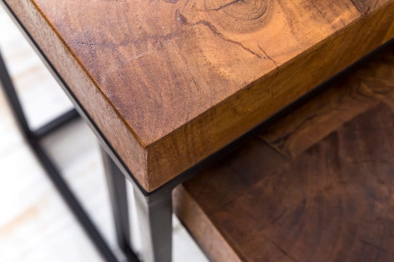 Hoysradt Settbord 30 cm 2 Bord - Massivt Tre/Brun/Svart - Møbler - Bord - Sofabord & salongbord