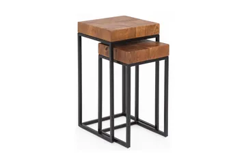 Hoysradt Settbord 30 cm 2 Bord - Massivt Tre/Brun/Svart - Møbler - Bord - Sofabord & salongbord