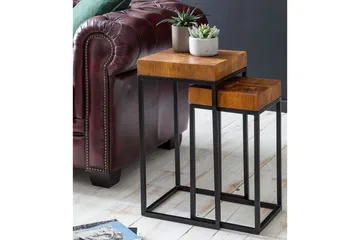 Hoysradt Settbord 30 cm 2 Bord - Massivt Tre/Brun/Svart - Møbler - Bord - Sofabord & salongbord