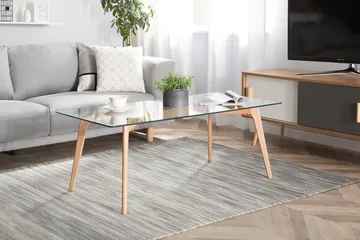 Hudson Sofabord 120 cm - Glass/Natur - Møbler - Bord - Sofabord & salongbord