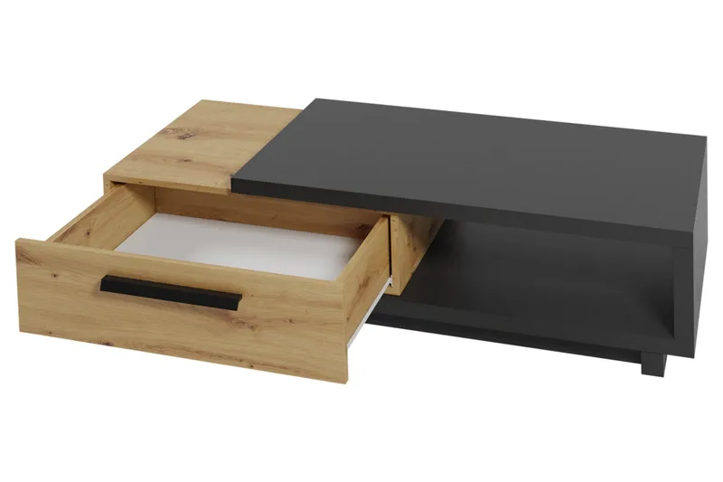 IngRamme Sofabord 120 cm med Oppbevaringsskuff + Hylle - Natur/Svart - Møbler - Bord - Sofabord & salongbord - Sofabord med oppbevaring