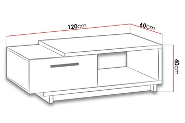 IngRamme Sofabord 120 cm med Oppbevaringsskuff + Hylle - Natur/Svart - Møbler - Bord - Sofabord & salongbord - Sofabord med oppbevaring