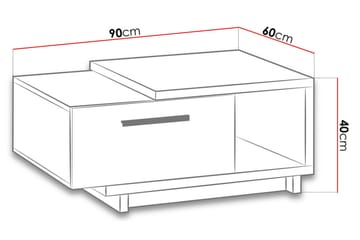 IngRamme Sofabord 90 cm med Oppbevaringsskuff + Hylle - Natur/Svart - Møbler - Bord - Sofabord & salongbord - Sofabord med oppbevaring