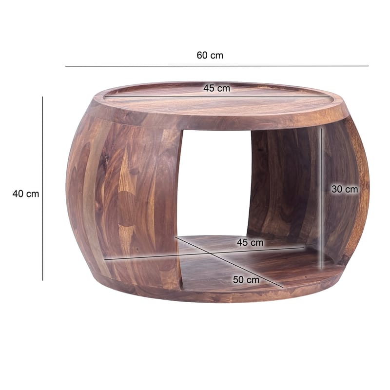 Ivoilo Sofabord 60 cm Landlig stil - Varm mørkebrun - Møbler - Bord - Sofabord & salongbord - Sofabord med oppbevaring