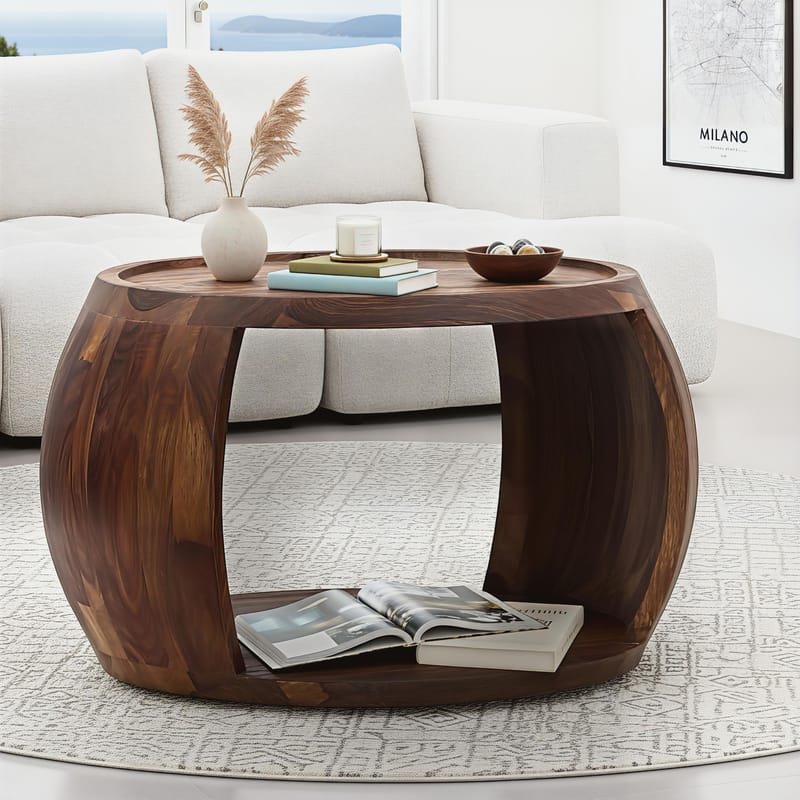 Ivoilo Sofabord 60 cm Landlig stil - Varm mørkebrun - Møbler - Bord - Sofabord & salongbord - Sofabord med oppbevaring