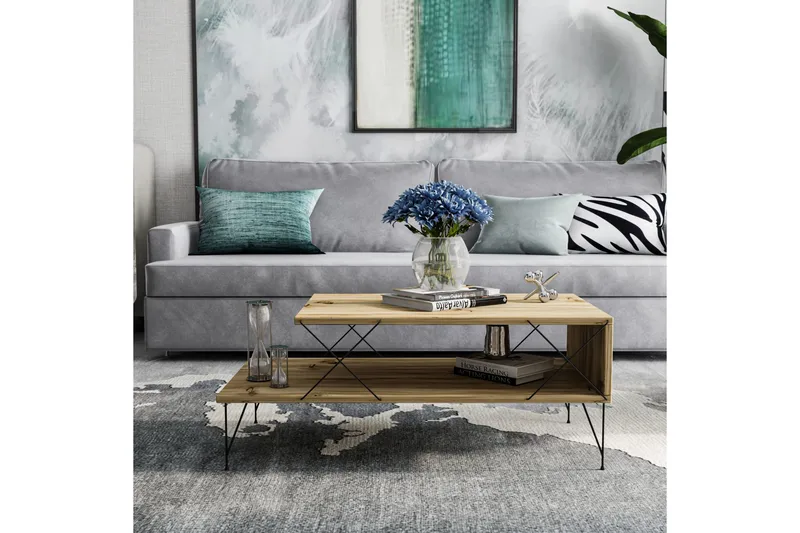 Jaennis Sofabord 100 cm - Natur/Svart - Møbler - Bord - Sofabord & salongbord