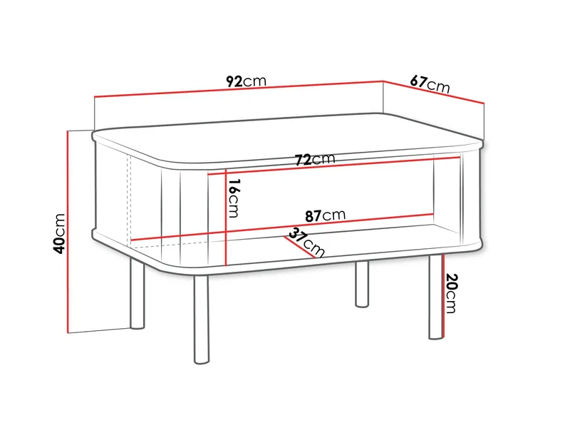 Joriel Sofabord 92 cm - Hvit|svart - Møbler - Bord - Sofabord & salongbord - Sofabord med oppbevaring