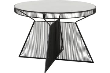 Juntolo 77x77 cm Rundt Sofabord i Marmor med Understell i Metall - Hvit - Møbler - Bord - Sofabord & salongbord