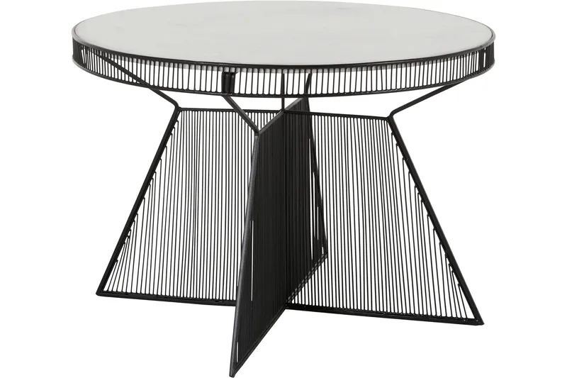 Juntolo 77x77 cm Rundt Sofabord i Marmor med Understell i Metall, Hvit