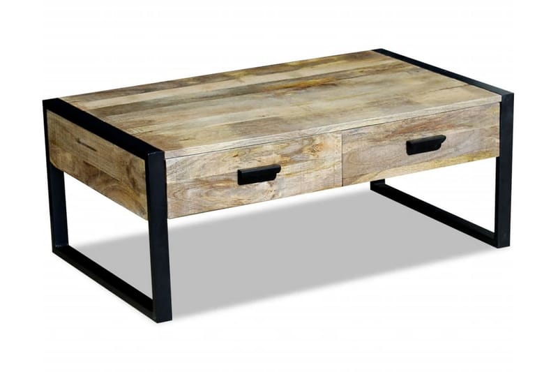 Kaffebord med 2 Skuffer Solid Mangotre 100x60x40 cm - Brun - Sofabord & salongbord