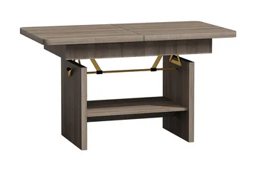 Kanej Sofabord 116 cm Hev- og Senkbart med Oppbevaring Hylle - Beige/Grå - Møbler - Bord - Sofabord & salongbord - Hev og senkbart sofabord