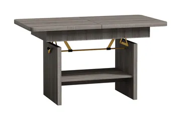 Kanej Sofabord 116 cm Hev- og Senkbart med Oppbevaringshylle - Grå - Møbler - Bord - Sofabord & salongbord