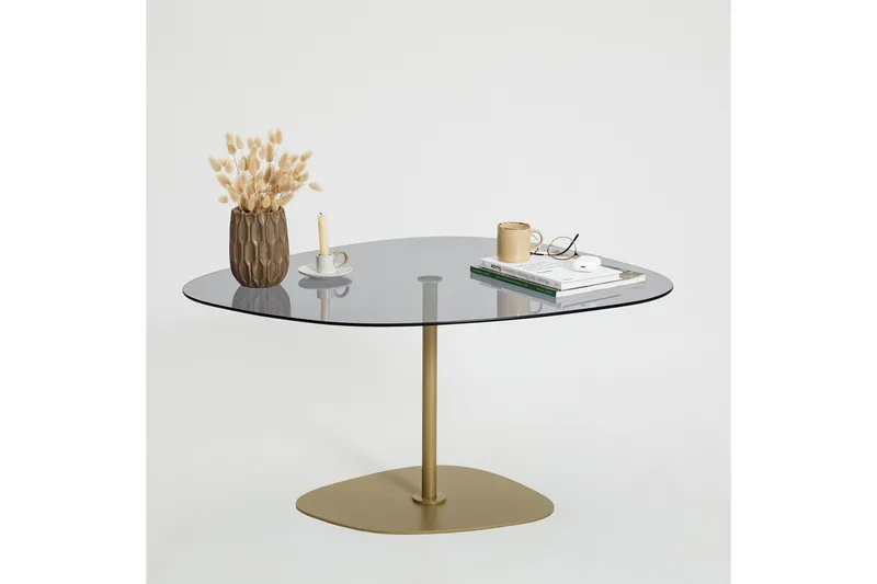 Karamea Sofabord 85 cm - Grå/Gull - Møbler - Bord - Sofabord & salongbord