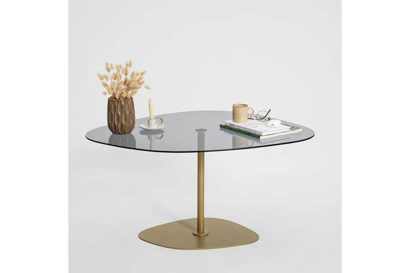 Karamea Sofabord 85 cm - Grå/Gull - Møbler - Bord - Sofabord & salongbord