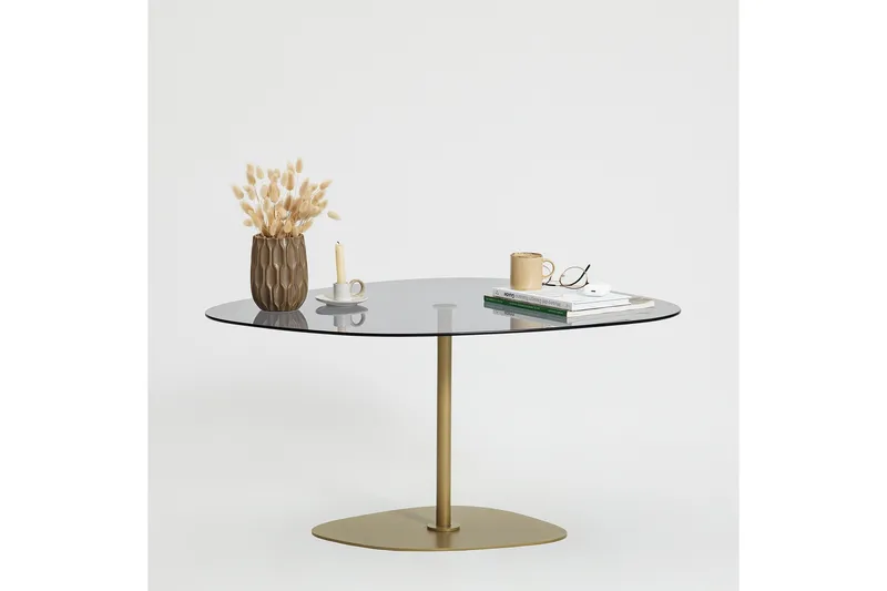 Karamea Sofabord 85 cm - Grå/Gull - Møbler - Bord - Sofabord & salongbord