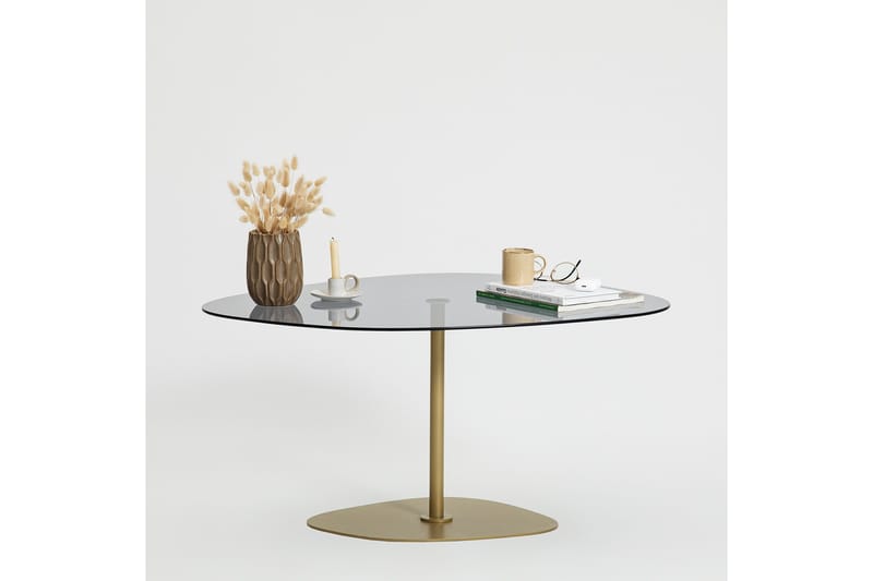 Karamea Sofabord 85 cm - Grå/Gull - Møbler - Bord - Sofabord & salongbord