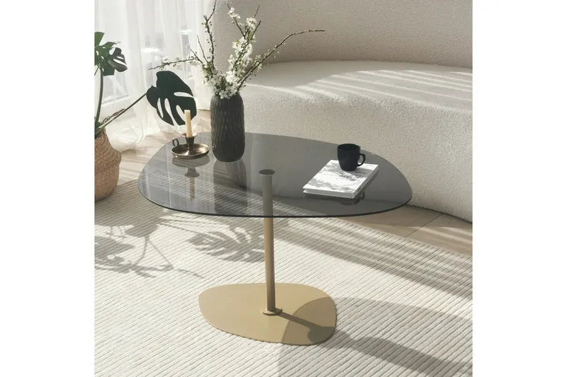 Karamea Sofabord 85 cm - Grå/Gull - Møbler - Bord - Sofabord & salongbord