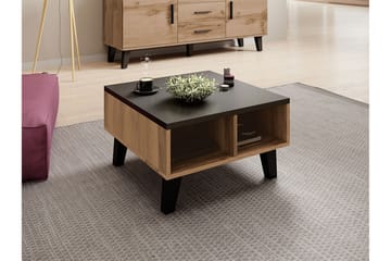 Kardos Sofabord 60 cm med Oppbevaringshyller - Natur/Svart - Møbler - Bord - Sofabord & salongbord
