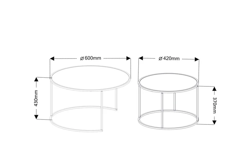 Kashiwa 60 cm Rundt Sofabord i Glass med Glass og Metall - Røykgrå - Møbler - Bord - Sofabord & salongbord