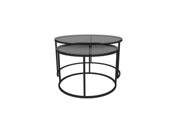 Kashiwa 60 cm Rundt Sofabord i Glass med Glass og Metall - Røykgrå - Møbler - Bord - Sofabord & salongbord