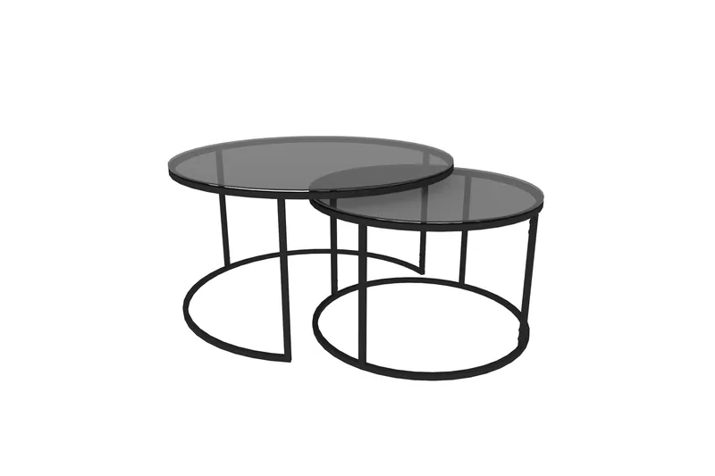Kashiwa 60 cm Rundt Sofabord i Glass med Glass og Metall - Røykgrå - Møbler - Bord - Sofabord & salongbord