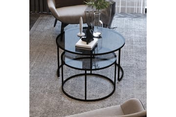 Kashiwa 60 cm Rundt Sofabord i Glass med Glass og Metall - Røykgrå - Møbler - Bord - Sofabord & salongbord