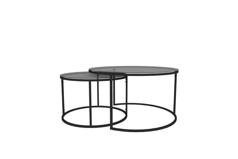 Kashiwa 60 cm Rundt Sofabord i Glass med Glass og Metall - Røykgrå - Møbler - Bord - Sofabord & salongbord