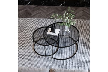 Kashiwa 60 cm Rundt Sofabord i Glass med Glass og Metall - Røykgrå - Møbler - Bord - Sofabord & salongbord