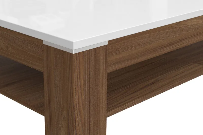 Keoisha Sofabord 120 cm med Oppbevaringshylle - Brun/Hvit - Møbler - Bord - Sofabord & salongbord