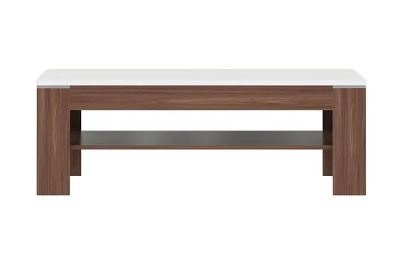 Keoisha Sofabord 120 cm med Oppbevaringshylle - Brun/Hvit - Møbler - Bord - Sofabord & salongbord - Sofabord med oppbevaring