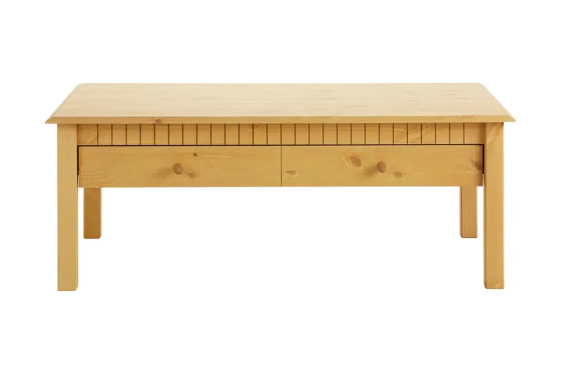 Kersey 110 cm Rektangulært Sofabord med Skuffer i Furu, Brun