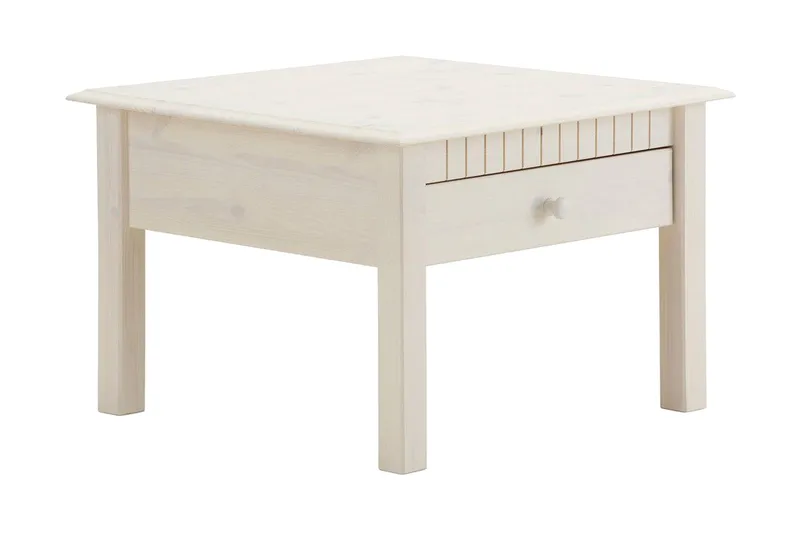 Kersey 60 cm Kvadratisk Sofabord med Skuffer i Furu, Hvit