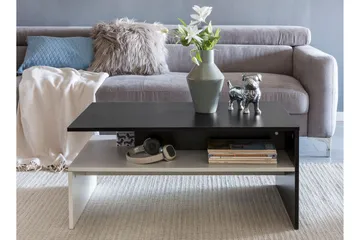 Ketchum Sofabord 90 cm med Oppbevaringshylle - Svart/Hvit - Møbler - Bord - Sofabord & salongbord