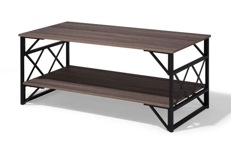 Kindertofte Sofabord 120 cm med Oppbevaringshylle - Brungrå - Møbler - Bord - Sofabord & salongbord - Sofabord med oppbevaring