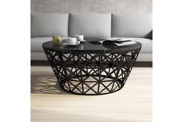 Koraleigh Sofabord 90 cm Rundt Marmormønster - Svart - Møbler - Bord - Sofabord & salongbord