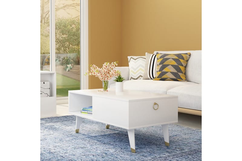 Koruco Sofabord 90x42,4x90 cm - Hvit - Møbler - Bord - Sofabord & salongbord