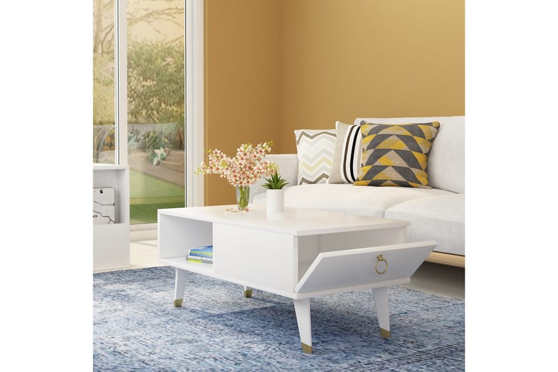 Koruco Sofabord 90x42,4x90 cm - Hvit - Møbler - Bord - Sofabord & salongbord